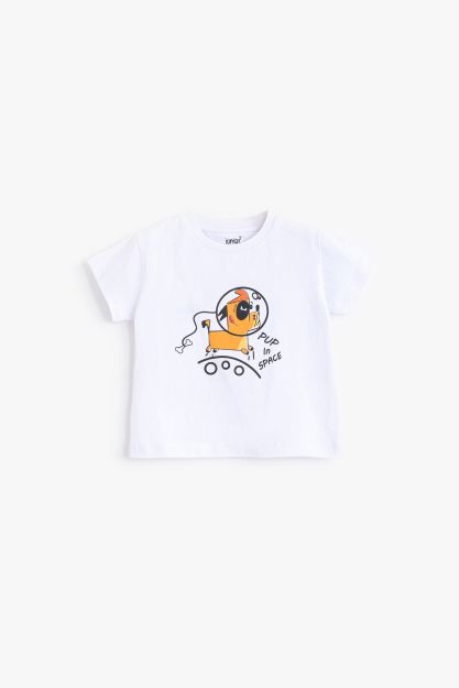 Baby Boys White Pup In Space Graphic T-Shirt