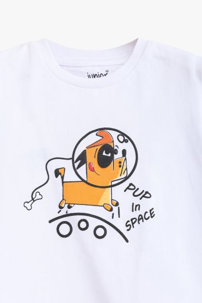Baby Boys White Pup In Space Graphic T-Shirt
