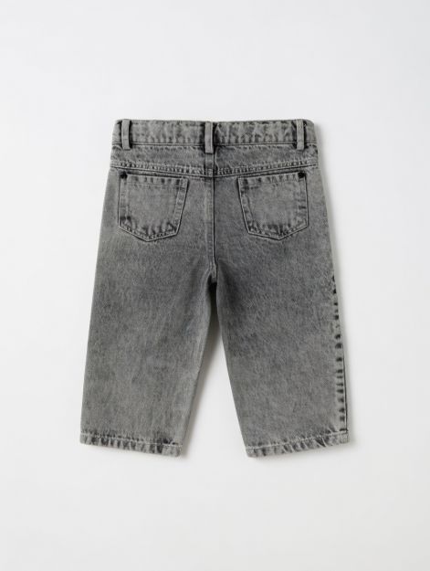 Kids Boys Gray Acid Wash Denim Shorts 1
