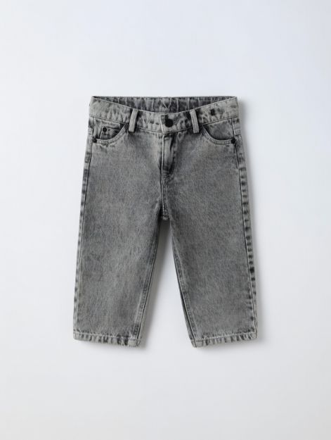 Kids Boys Gray Acid Wash Denim Shorts 1