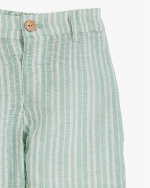 Baby Boys Striped Linen Shorts with Button Closure 1
