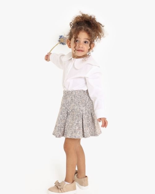 Kids Pleated Cotton Skirt