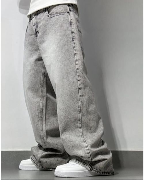 Grey Washed Baggy Jeans