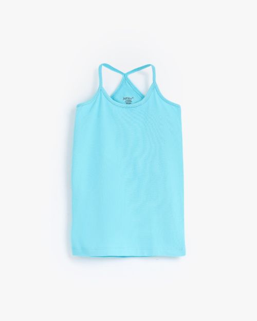 Girls Lycra Cross-Back Camisole Top - Turquoise
