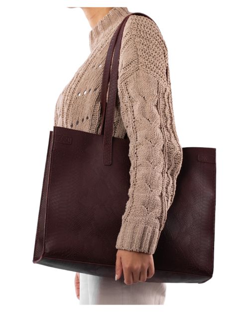  Burgundy Leather Tote Bag 