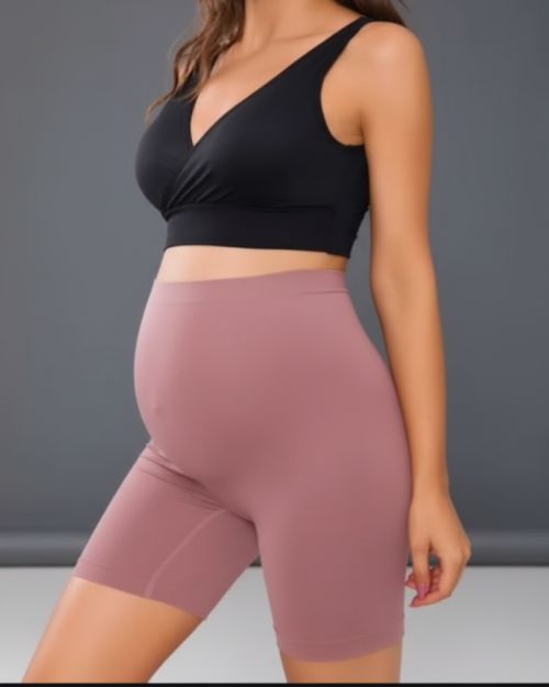 شورت حمل "ستريتش" بخصر مرتفع | مشد (Shapewear) مريح يدعم البطن ويمنع الاحتكاك.