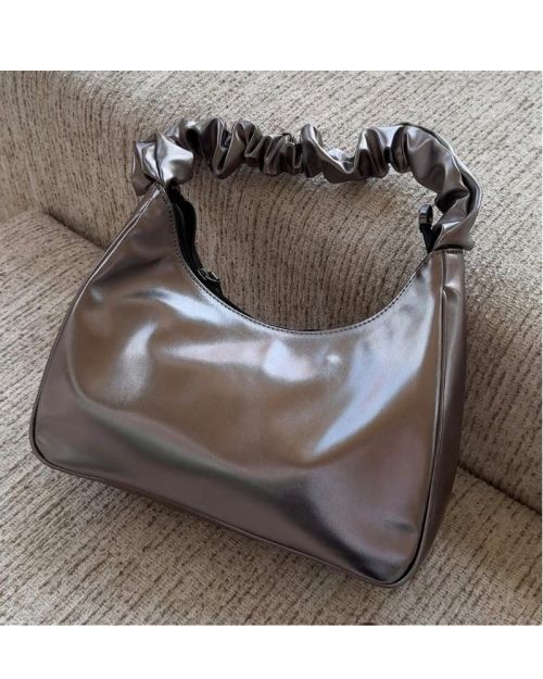 Metalic Leather  Silver   Bag