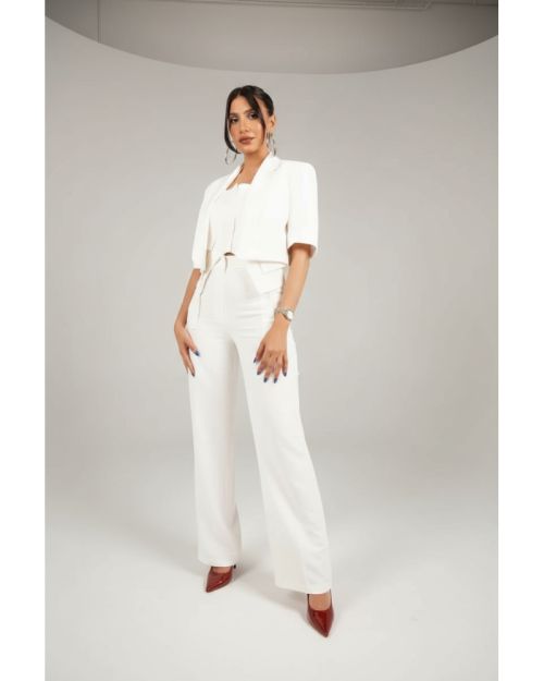 High-Waist Wide Leg White Pants