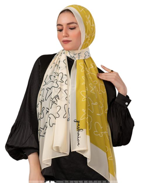 Yellow side pattern  Scarve For Women