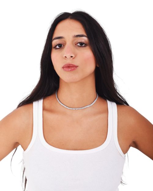 Classic Tennis Choker Necklace - Cubic Zirconia / Rhinestone