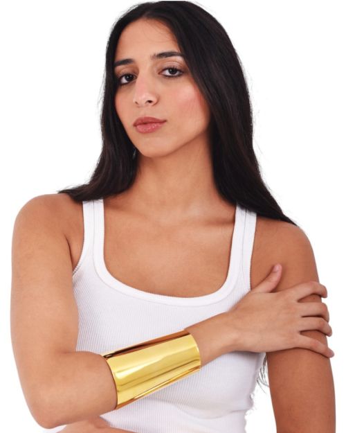 Wide Polished Gold Statement Cuff Bracelet