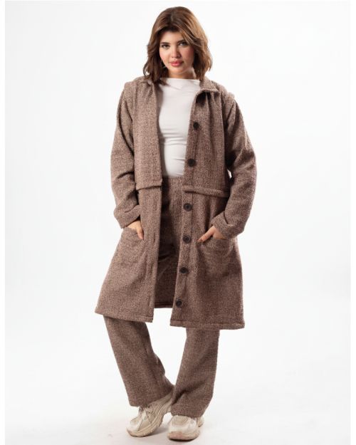 Soft Wool Blend Long Coat Set