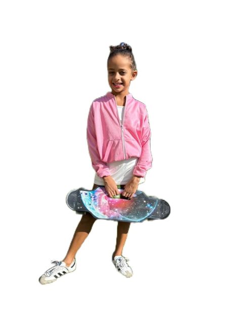 Girls' Pink Ribbed Zip-Up Bomber Jacket