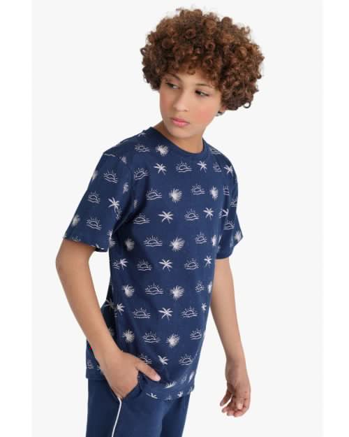 Bosy Navy Blue Tropical Print Pyjama