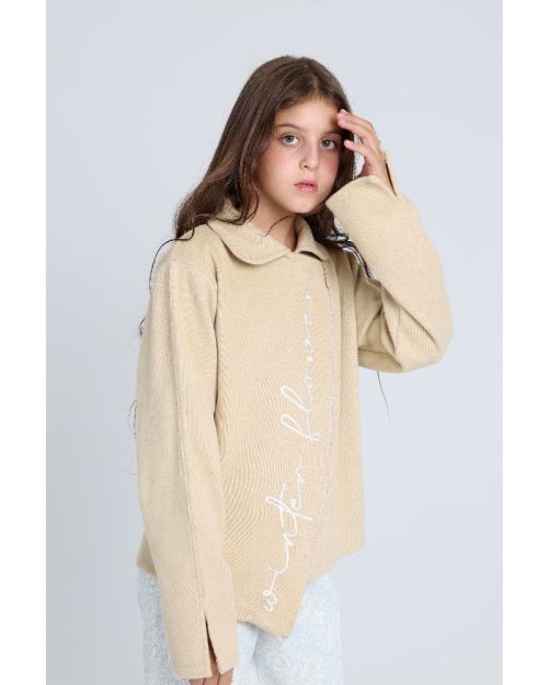 winter flower High Collar Printed Set