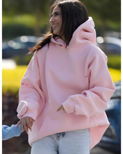  Hoodie Pink with rose logo