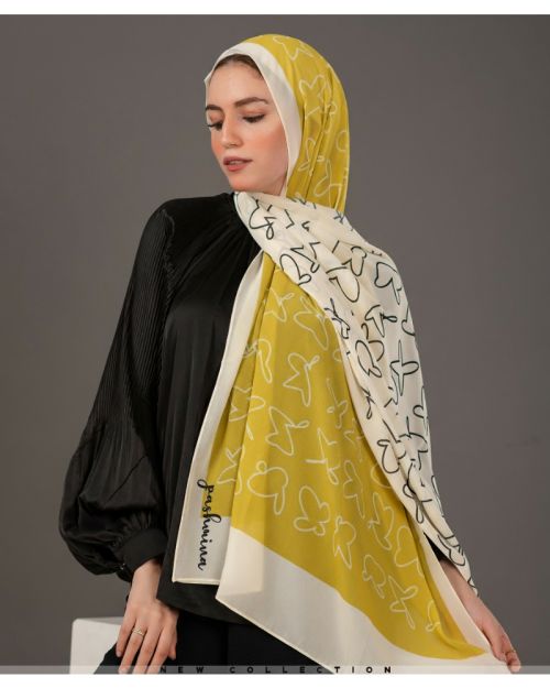 Yellow side pattern  Scarve For Women