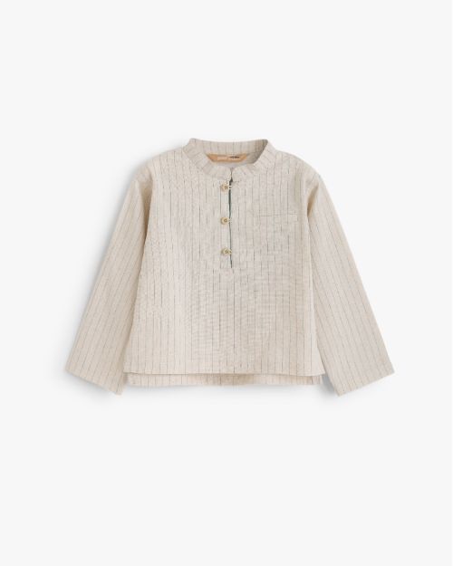 Junior Boys Striped Linen Blend Long Sleeve Shirt 1