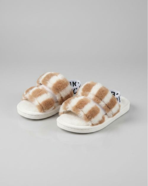 Soft Faux Fur Toddler Slides with Elastic Logo Backstrap