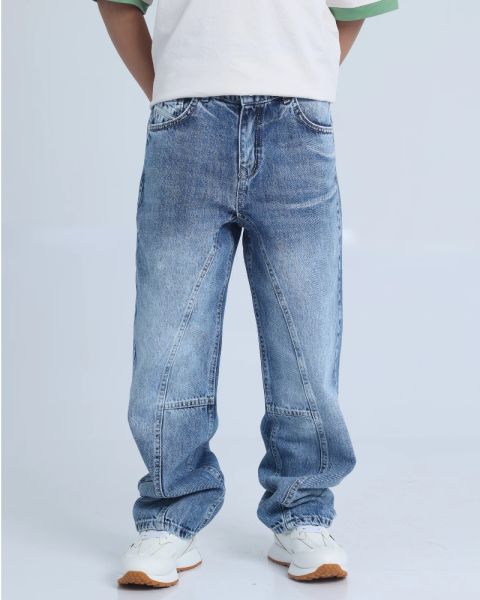 Boys Panel Detail Wide Leg Jeans
