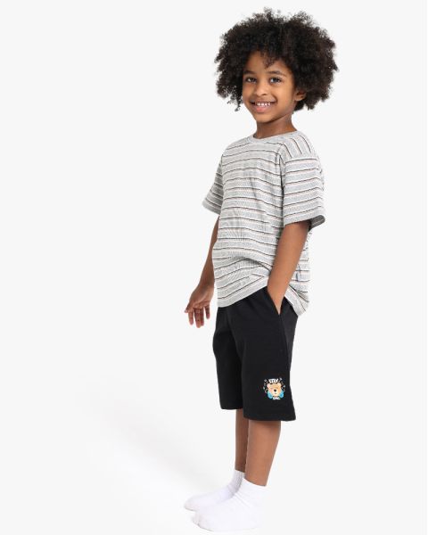 Striped T-Shirt and Graphic Bermudas Set