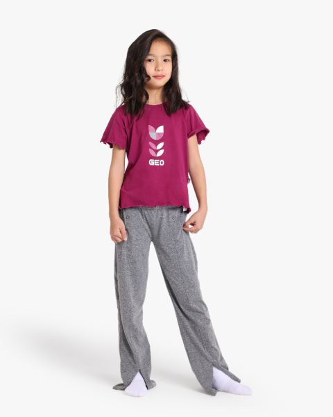 Girls Eyelet Detail Sleeveless Top and Floral Trousers Set