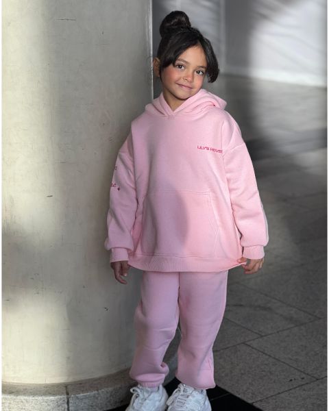 Kids hoodie set Pink with rose logo