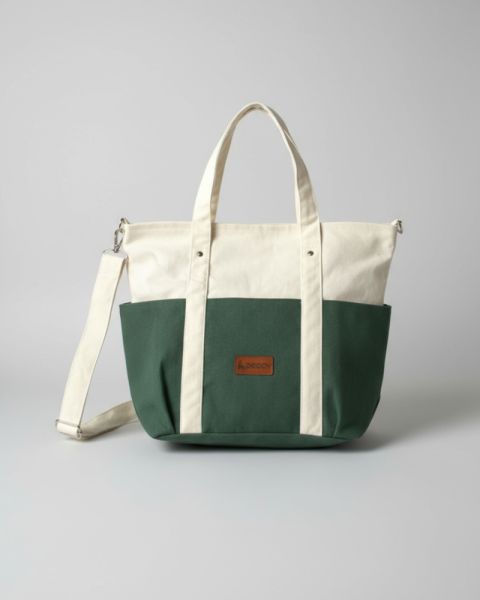 Canvas Tote Bag, Two-Tone Colored and Detachable Strap