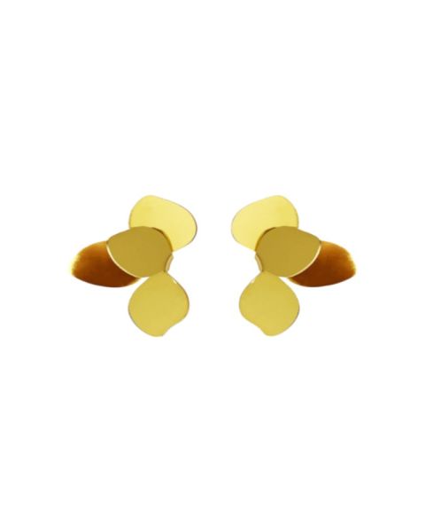 Gold Statement Flower Petal Stud Earrings