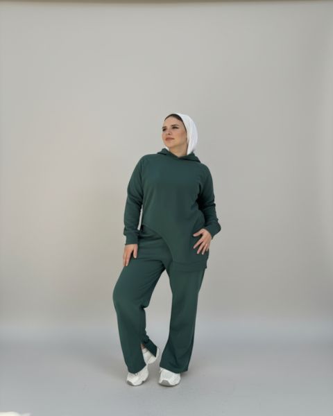 One side Hoodie/Pants Milton Fabric Set