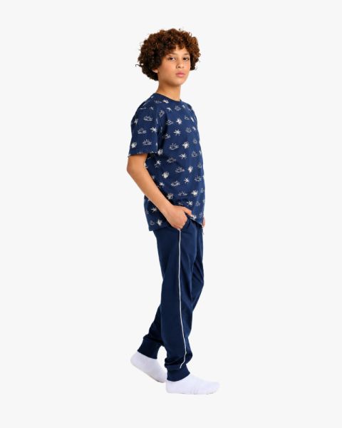 Bosy Navy Blue Tropical Print Pyjama