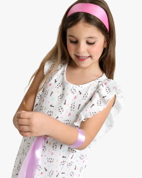 Girls Printed Sleeveless Dress with Ruffle Shoulders 1