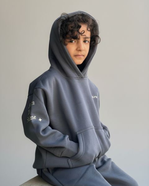 Kids hoodie set Grey with yellow logo