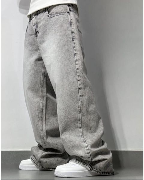 Grey Washed Baggy Jeans