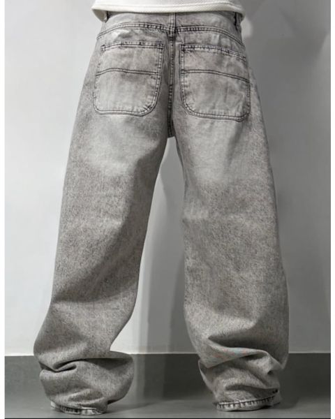 Grey Washed Baggy Jeans