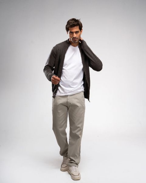 Pique Knit Full-Zip Sweater