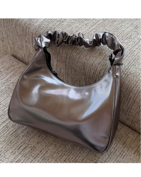 Metalic Leather  Silver   Bag
